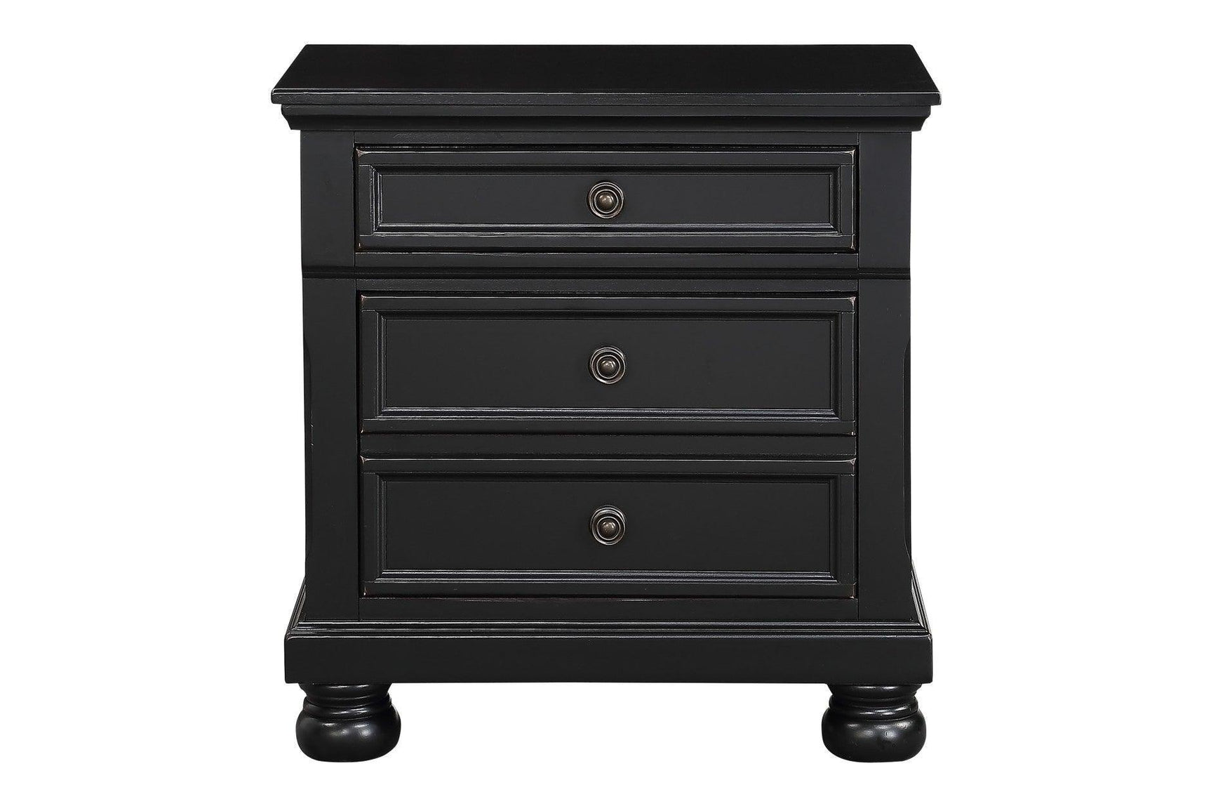 Laurelin Black Sand-through Finish Contemporary Transitional Solid Wood Storage Bedroom Set - Ella Furniture