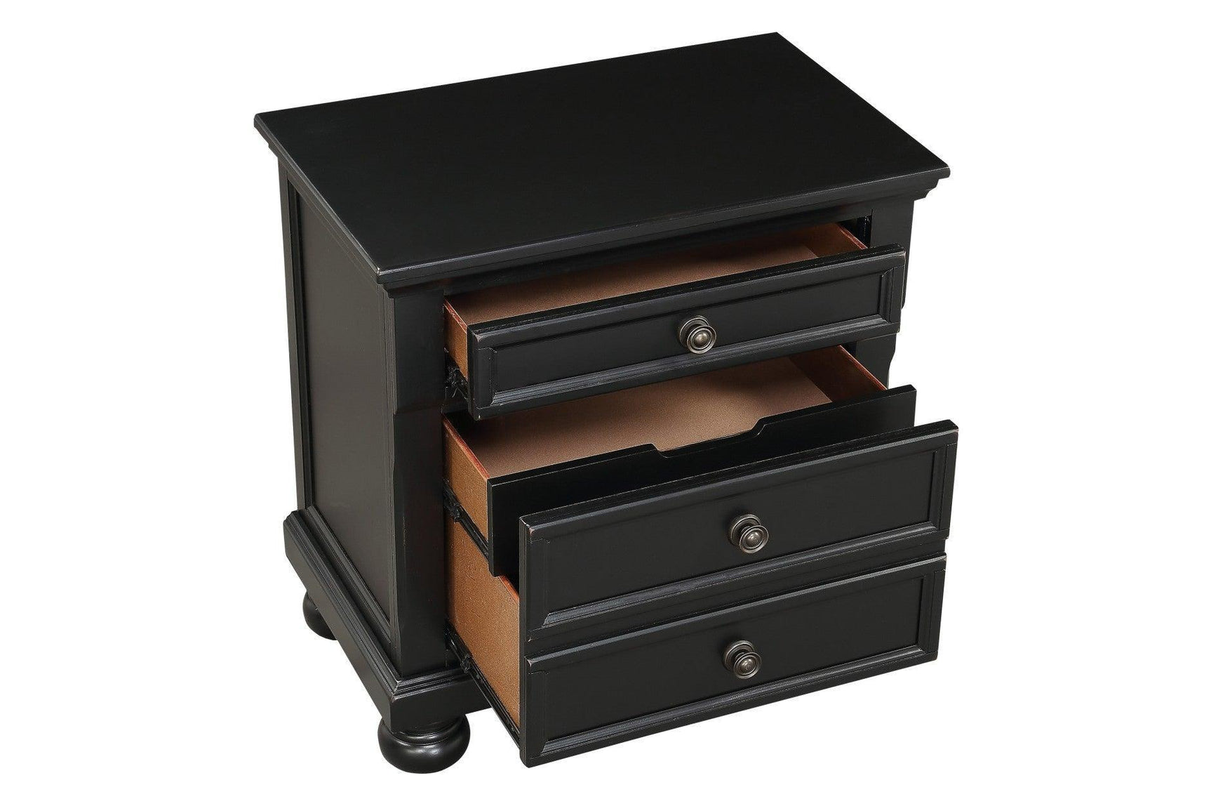 Laurelin Black Sand-through Finish Contemporary Transitional Solid Wood Storage Bedroom Set - Ella Furniture