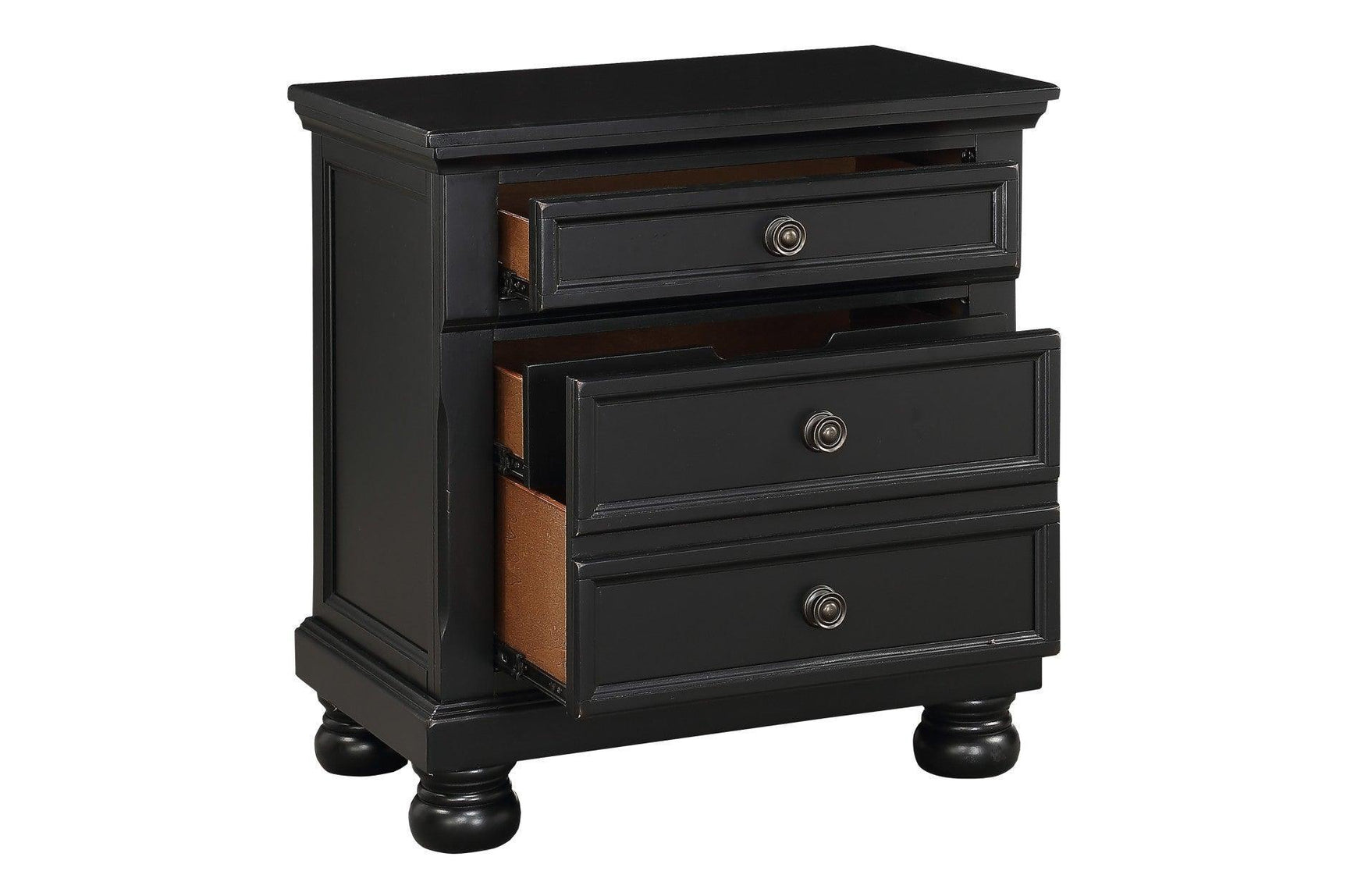 Laurelin Black Sand-through Finish Contemporary Transitional Solid Wood Storage Bedroom Set - Ella Furniture