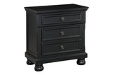 Laurelin Black Sand-through Finish Contemporary Transitional Solid Wood Storage Bedroom Set - Ella Furniture