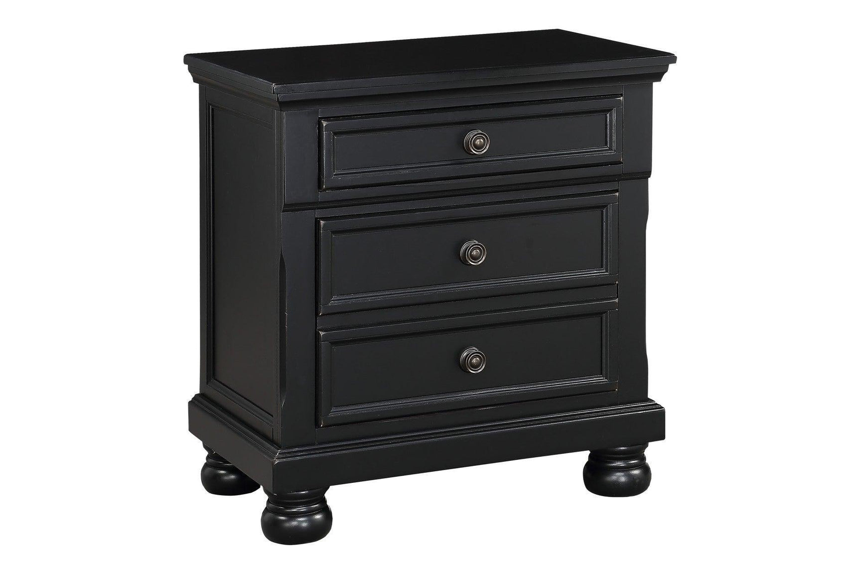 Laurelin Black Sand-through Finish Contemporary Transitional Solid Wood Storage Bedroom Set - Ella Furniture
