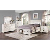 Laurelin White Traditional Wood Engineered Wood Queen Sleigh Platform Bed With Footboard Storage - Ella Furniture