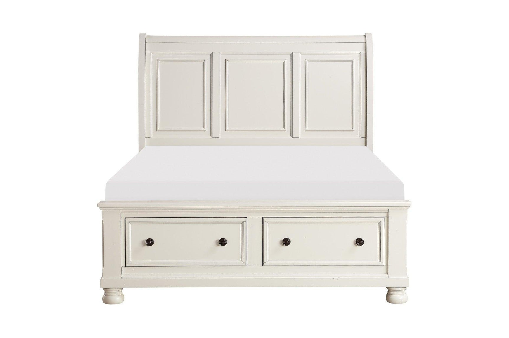 Laurelin White Modern Contemporary Transitional Solid Wood Sleigh Storage Bedroom Set - Ella Furniture