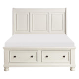Laurelin White Traditional Wood Engineered Wood Queen Sleigh Platform Bed With Footboard Storage - Ella Furniture