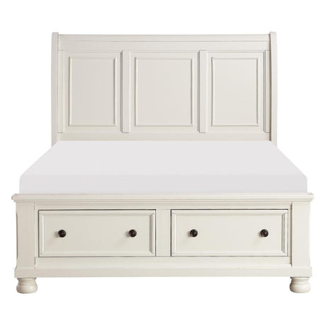 Laurelin White Modern Transitional Traditional Wood And Engineered Wood King Sleigh Platform Bed - Ella Furniture