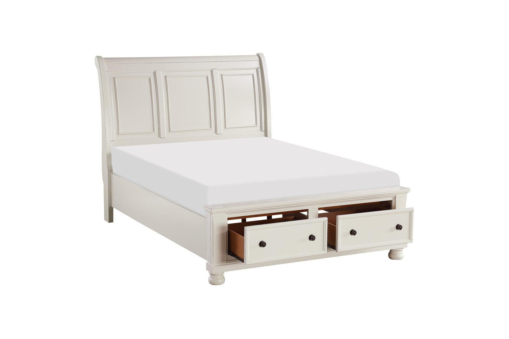 Laurelin White Modern Contemporary Transitional Solid Wood Sleigh Storage Bedroom Set - Ella Furniture