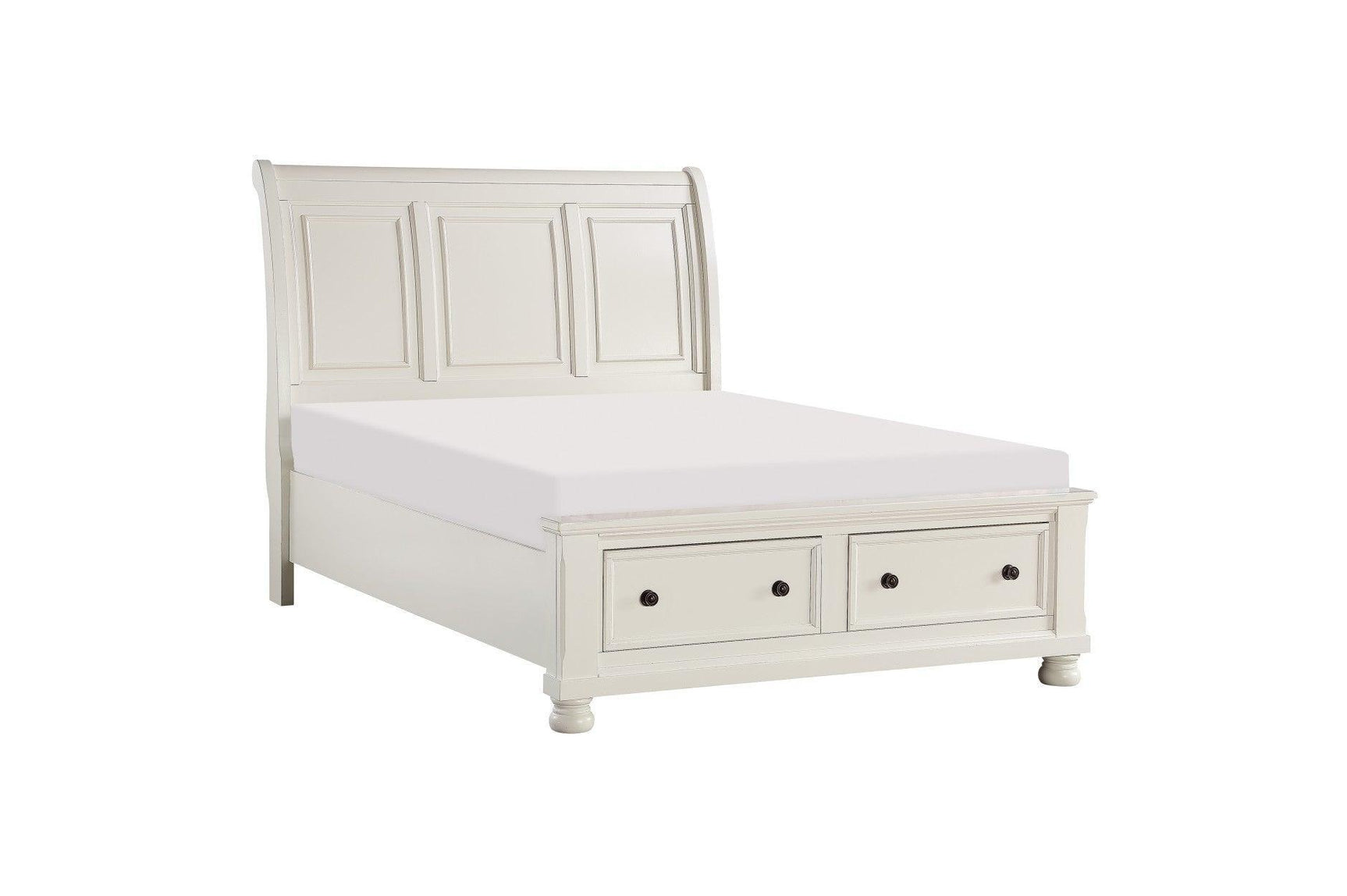 Laurelin White Modern Contemporary Transitional Solid Wood Sleigh Storage Bedroom Set - Ella Furniture