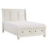 Laurelin White Traditional Wood Engineered Wood Queen Sleigh Platform Bed With Footboard Storage - Ella Furniture