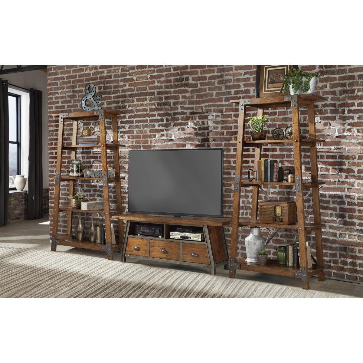 Holverson Rustic Brown And Gunmetal Modern Sleek Acacia Veneer, Wood And Engineered Wood Tv Stand - Ella Furniture