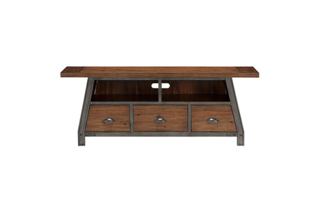 Holverson Gunmetal Modern Contemporary Industrial Solid Wood And Metal Storage Tv Stand - Ella Furniture