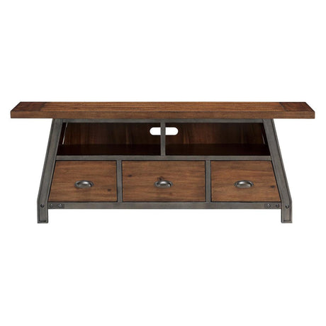 Holverson Rustic Brown And Gunmetal Modern Sleek Acacia Veneer, Wood And Engineered Wood Tv Stand - Ella Furniture