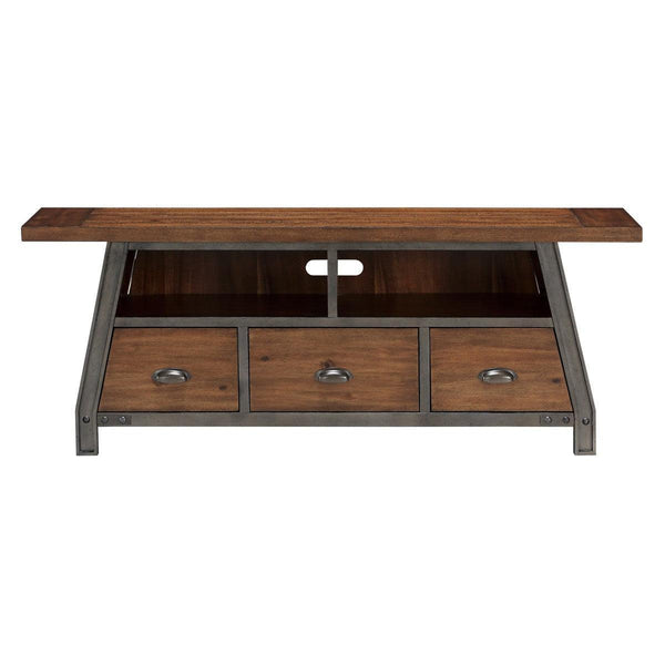 Holverson Rustic Brown And Gunmetal Modern Sleek Acacia Veneer, Wood And Engineered Wood Tv Stand - Ella Furniture
