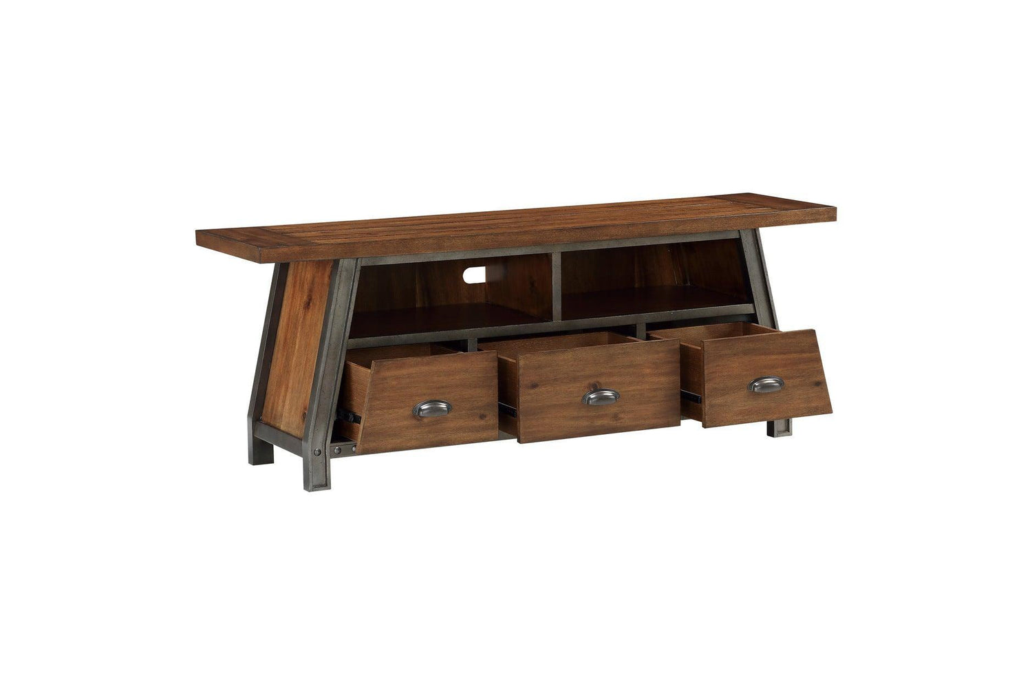 Holverson Gunmetal Modern Contemporary Industrial Solid Wood And Metal Storage Tv Stand - Ella Furniture