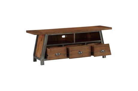 Holverson Gunmetal Modern Contemporary Industrial Solid Wood And Metal Storage Tv Stand - Ella Furniture