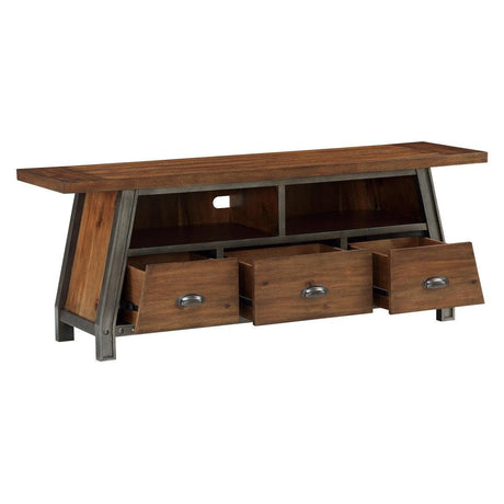 Holverson Rustic Brown And Gunmetal Modern Sleek Acacia Veneer, Wood And Engineered Wood Tv Stand - Ella Furniture