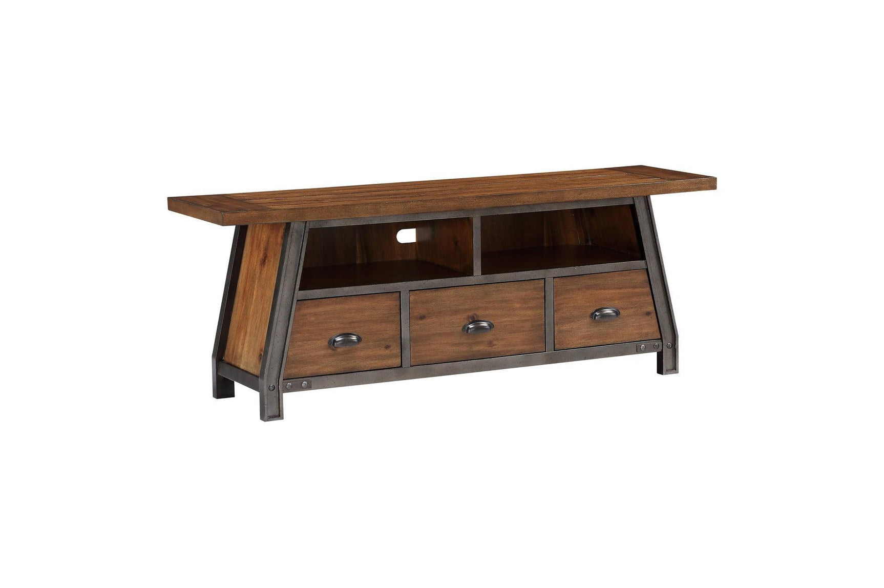 Holverson Gunmetal Modern Contemporary Industrial Solid Wood And Metal Storage Tv Stand - Ella Furniture