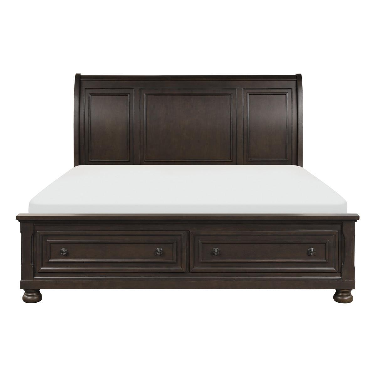 Begonia Grayish Brown Mindy And Birch Veneer Engineered Wood Queen Platform Bed Footboard Storage - Ella Furniture