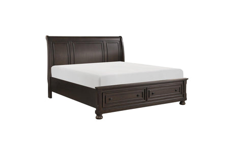 Begonia Graynish Brown Modern Contemporary Transitional Solid Wood Storage Sleigh Bedroom Set - Ella Furniture