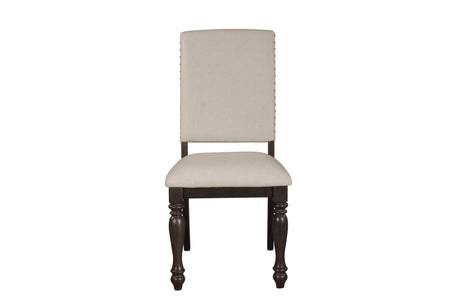 Begonia Grayish Brown Finish Solid Wood Fabric Upholstery Seat Rectangular Dining Room Set - Ella Furniture