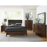 Cotterill Dark Cherry Transitional Engineered Wood Faux Leather Upholstered Tufted Queen Panel Bed - Ella Furniture