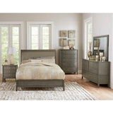 Cotterill Gray Transitional Engineered Wood Faux Leather Upholstered Tufted Queen Panel Bed - Ella Furniture