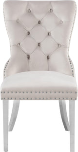 Carmen Cream Velvet Dining Chair 743Cream-c - Ella Furniture
