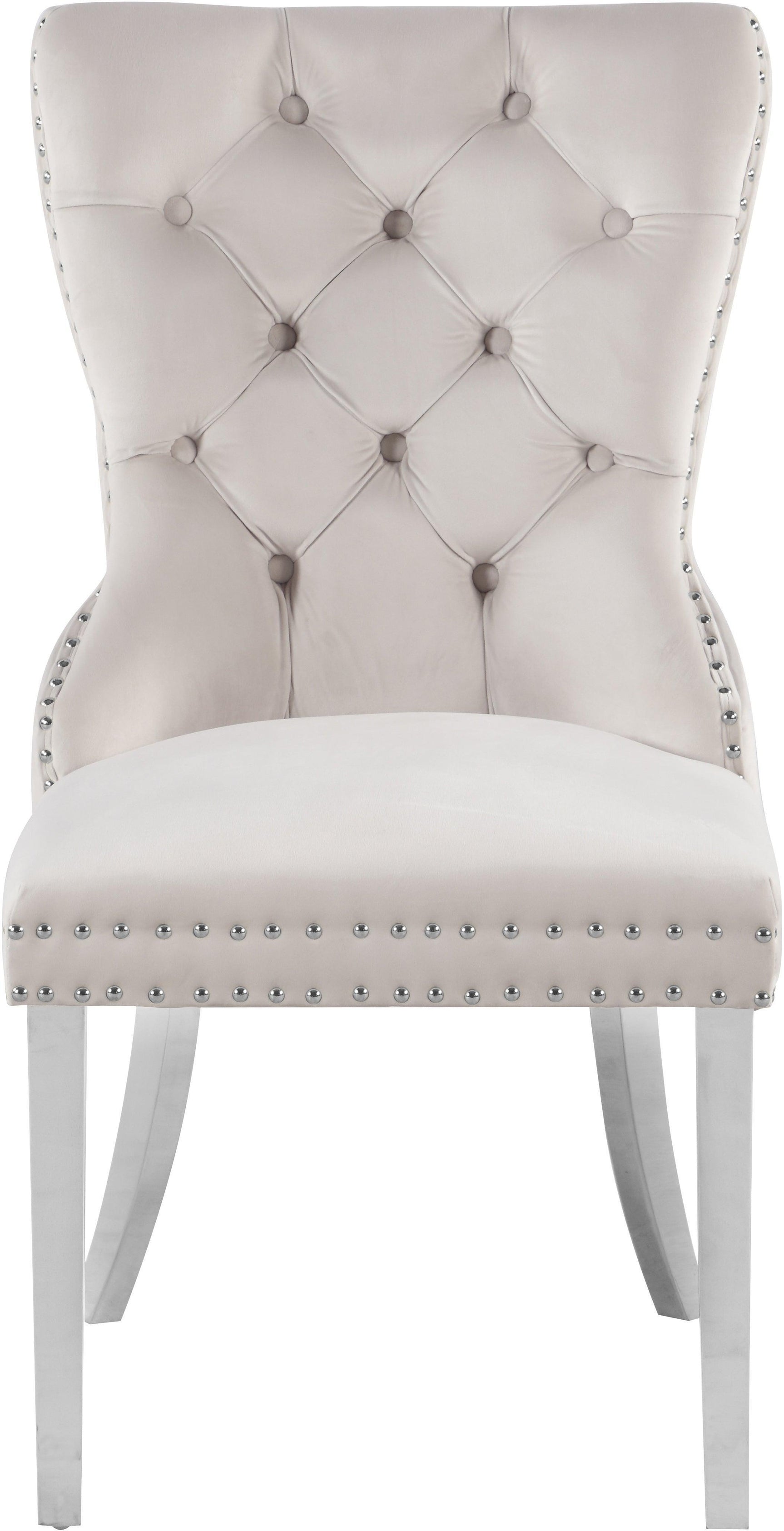 Carmen Cream Velvet Dining Chair 743Cream-c - Ella Furniture