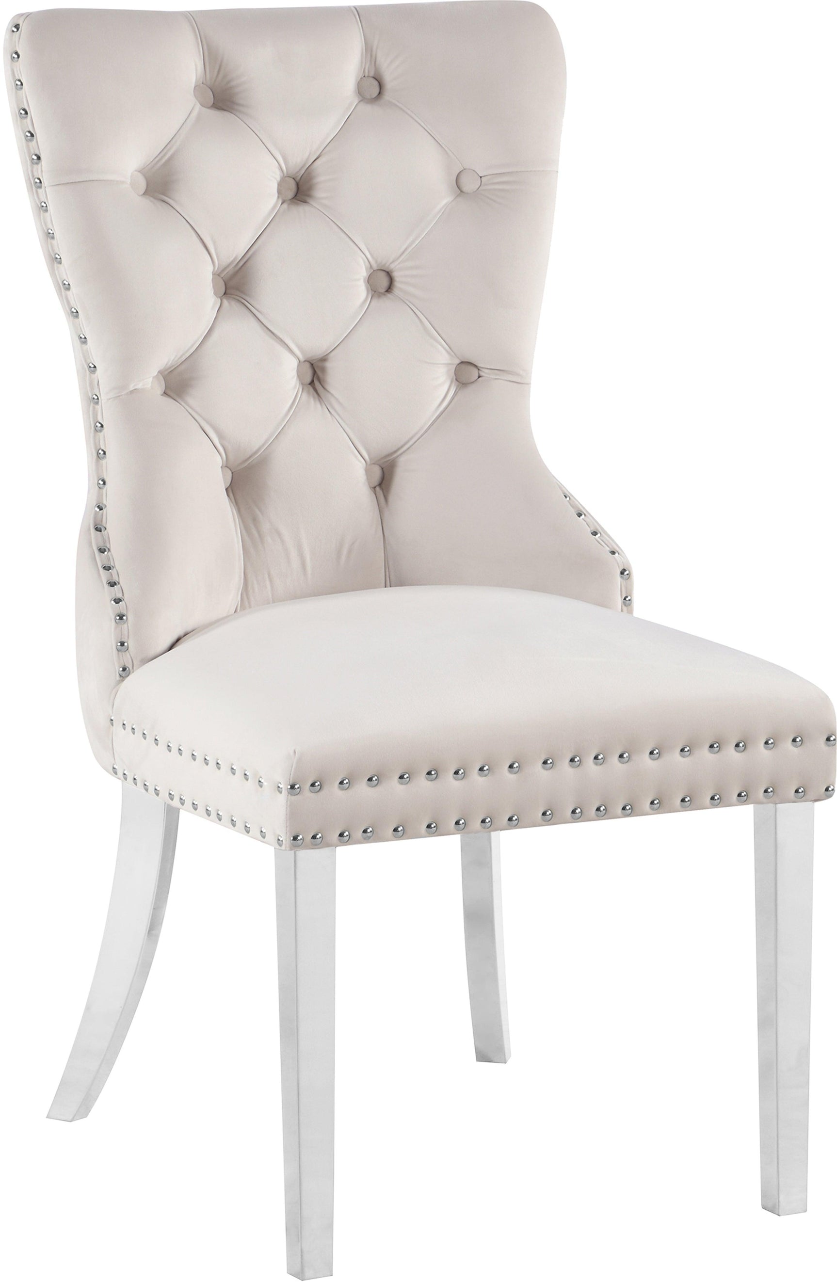 Carmen Cream Velvet Dining Chair 743Cream-c - Ella Furniture