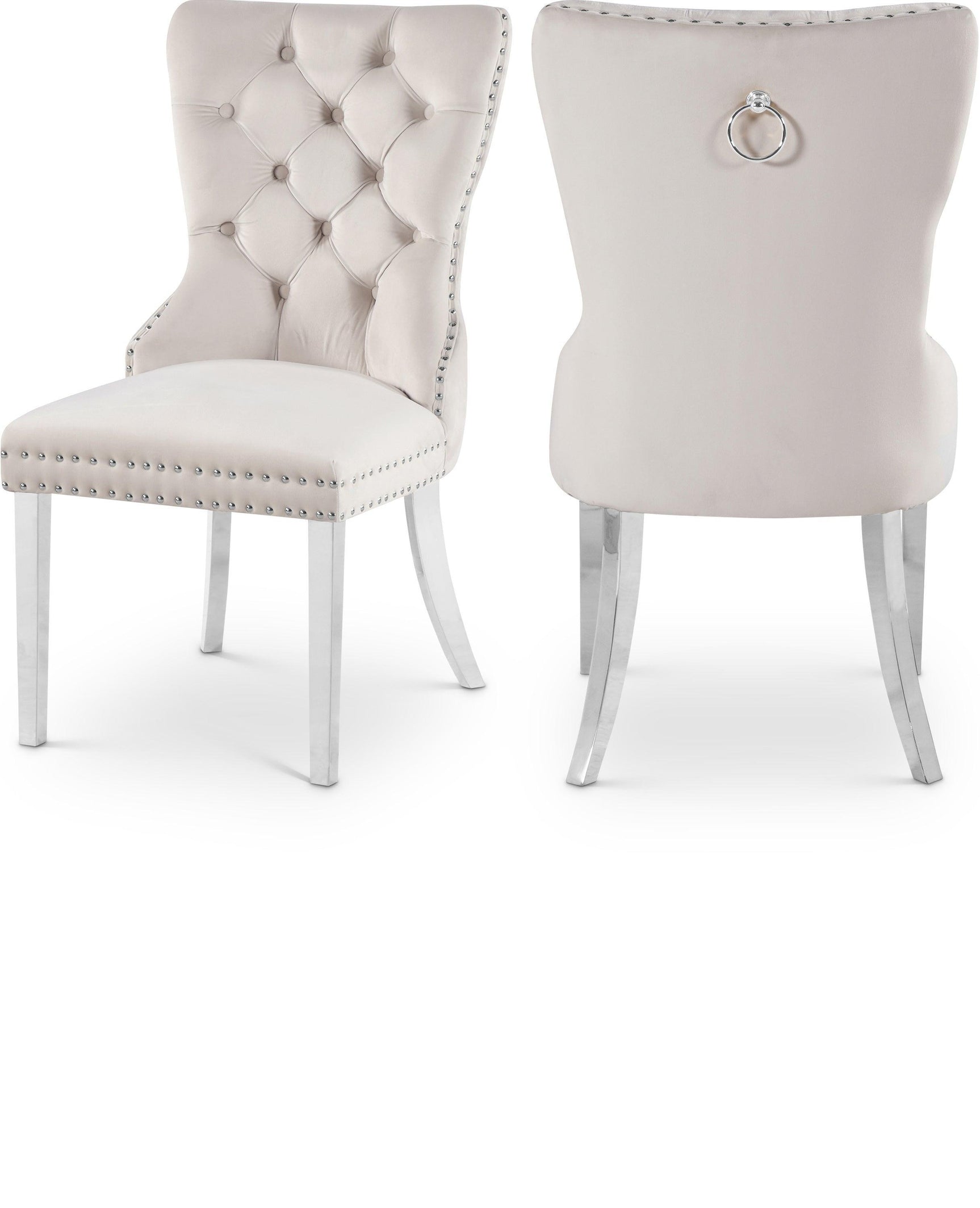 Carmen Cream Velvet Dining Chair 743Cream-c - Ella Furniture