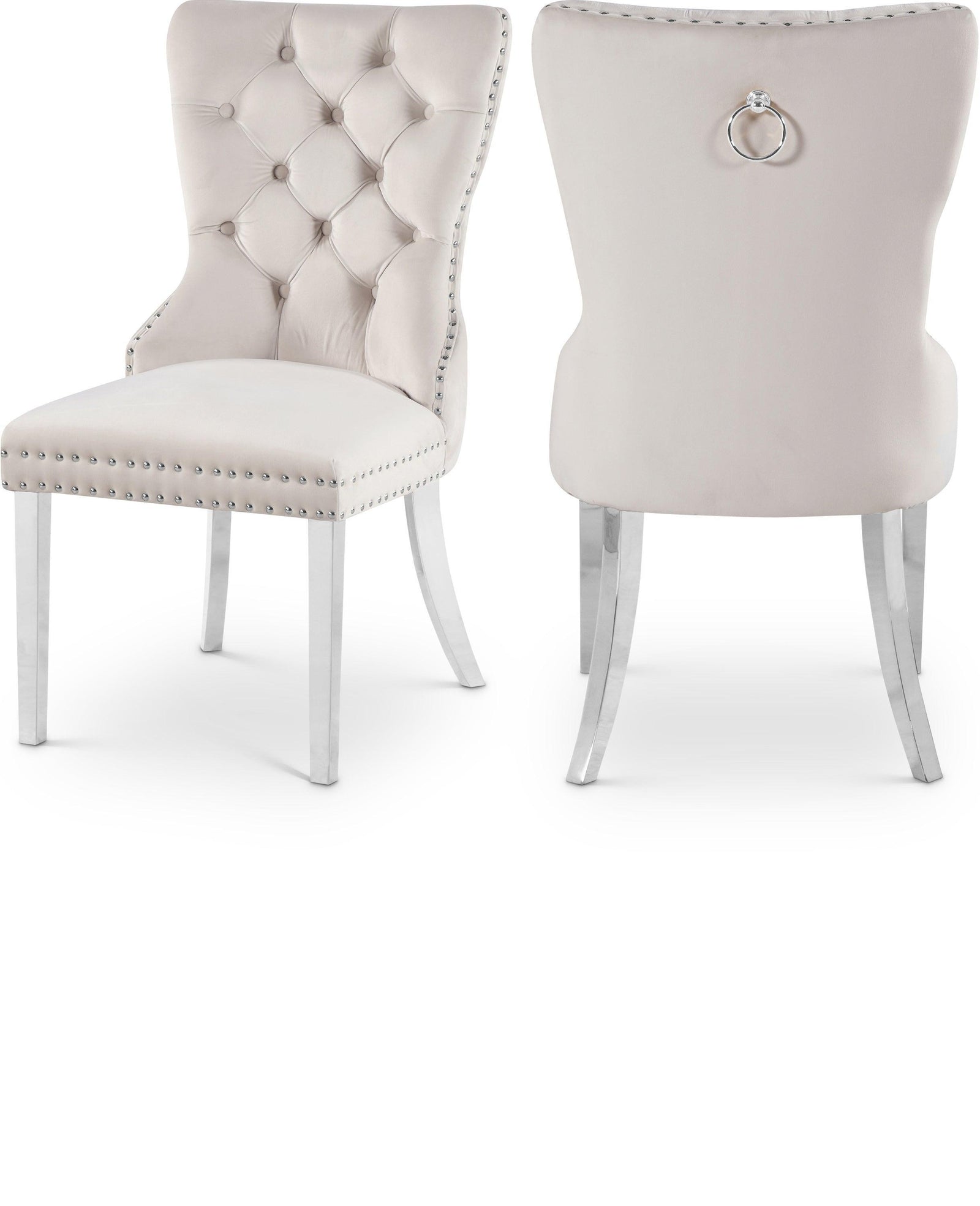 Carmen Cream Velvet Dining Chair 743Cream-c - Ella Furniture