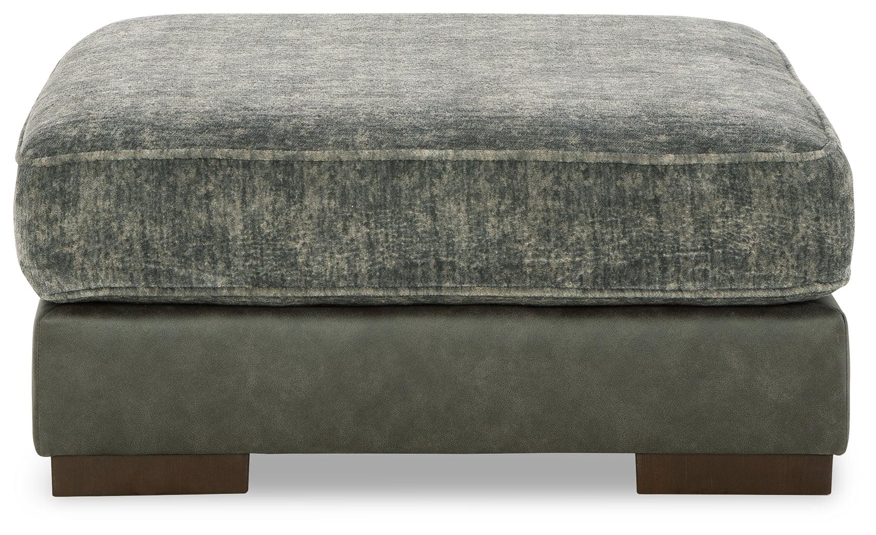 Larkstone Pewter Microfiber Oversized Accent Ottoman - Ella Furniture