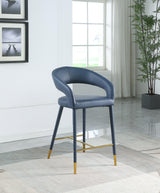 Destiny Blue Faux Leather Stool - Ella Furniture