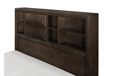 Chesky Espresso Modern Contemporary Solid Wood Birch Veneer Storage Platform Bed - Ella Furniture