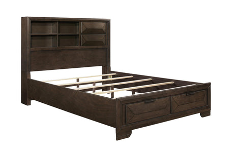 Chesky Espresso Modern Contemporary Solid Wood Birch Veneer Storage Platform Bed - Ella Furniture