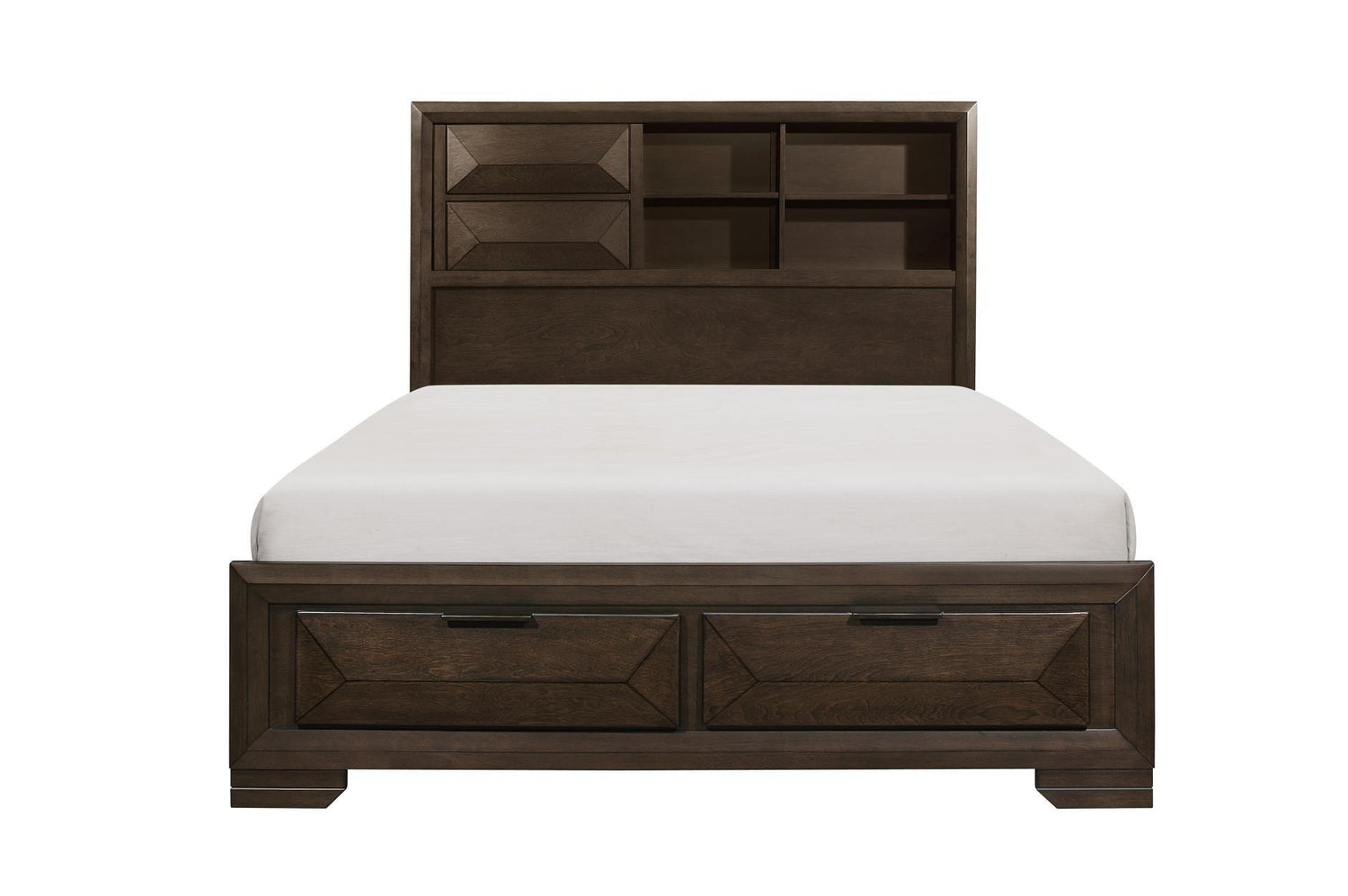 Chesky Espresso Modern Contemporary Solid Wood Birch Veneer Storage Platform Bed - Ella Furniture