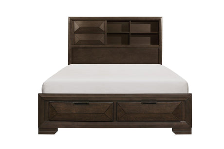 Chesky Espresso Modern Contemporary Solid Wood Birch Veneer Storage Platform Bed - Ella Furniture