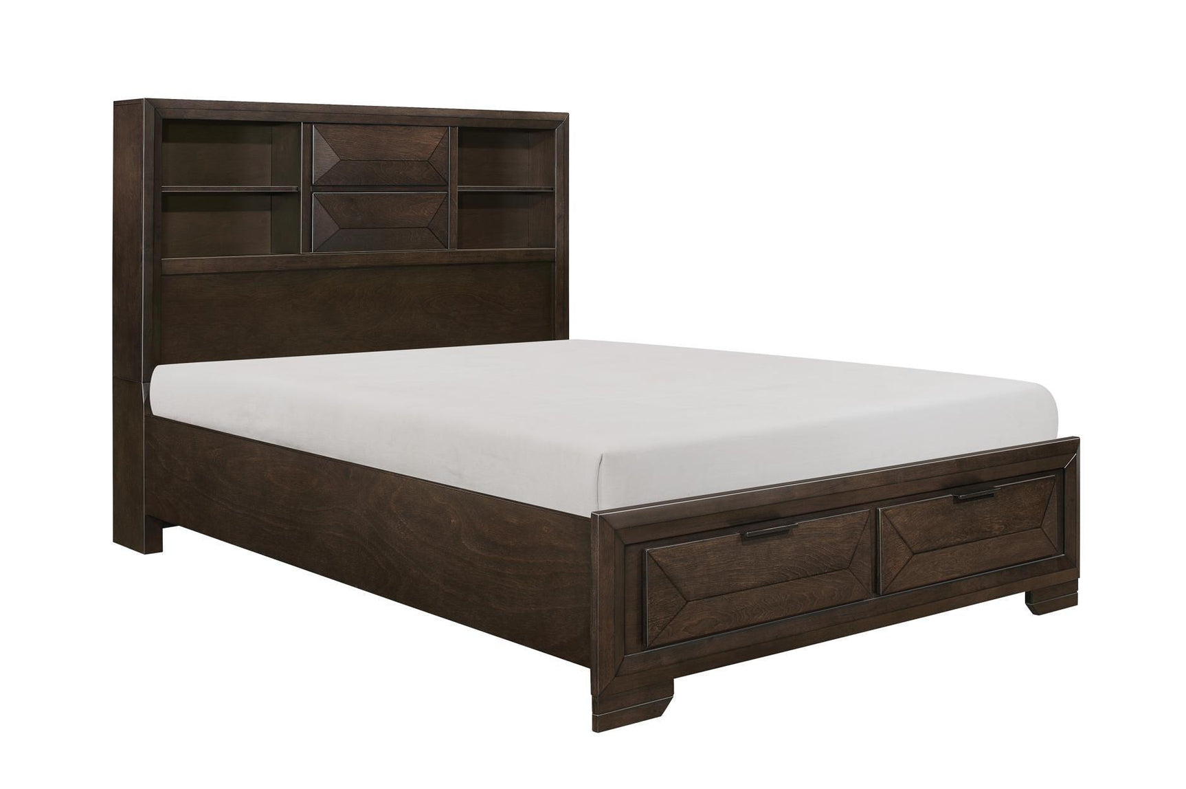 Chesky Espresso Modern Contemporary Solid Wood Birch Veneer Storage Platform Bed - Ella Furniture