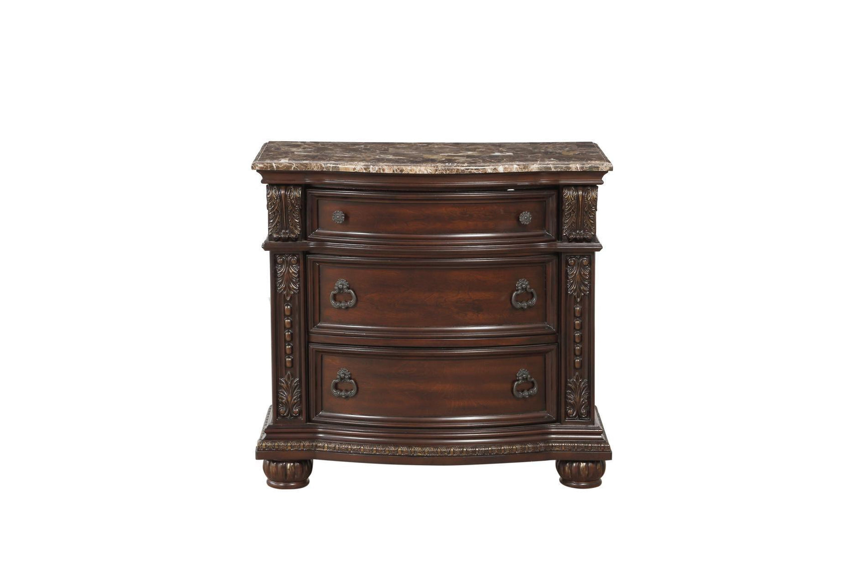 Cavalier Dark Cherry Contemporary Solid Wood Faux Leather Upholstered Tufted Sleigh Bedroom Set - Ella Furniture