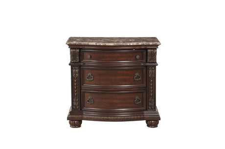 Cavalier Dark Cherry Contemporary Solid Wood Faux Leather Upholstered Tufted Sleigh Bedroom Set - Ella Furniture