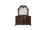 Cavalier Dark Cherry Contemporary Solid Wood Faux Leather Upholstered Tufted Sleigh Bedroom Set - Ella Furniture