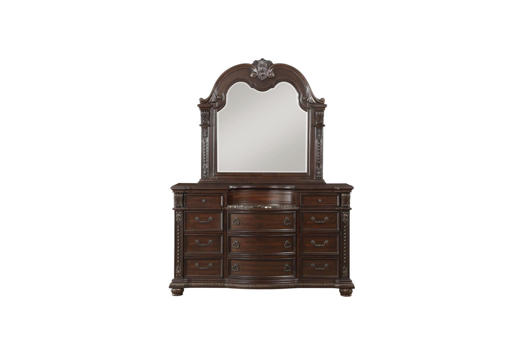 Cavalier Dark Cherry Contemporary Solid Wood Faux Leather Upholstered Tufted Sleigh Bedroom Set - Ella Furniture