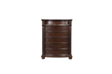 Cavalier Dark Cherry Contemporary Solid Wood Faux Leather Upholstered Tufted Sleigh Bedroom Set - Ella Furniture