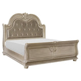 Cavalier Silver Wood And Engineered Wood Faux Leather Upholstered Tufted King Sleigh Bed - Ella Furniture