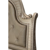Cavalier Silver Wood And Engineered Wood Faux Leather Upholstered Tufted King Sleigh Bed - Ella Furniture