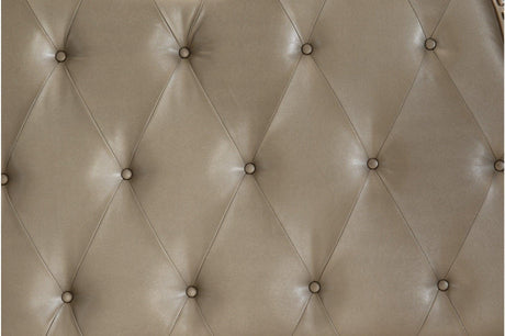 Cavalier Silver Modern Contemporary Solid Wood Faux Leather Upholstered Tufted Sleigh Bedroom Set - Ella Furniture