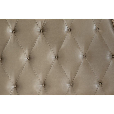 Cavalier Silver Traditional Engineered Wood Faux Leather Upholstered Tufted Queen Sleigh Bed - Ella Furniture