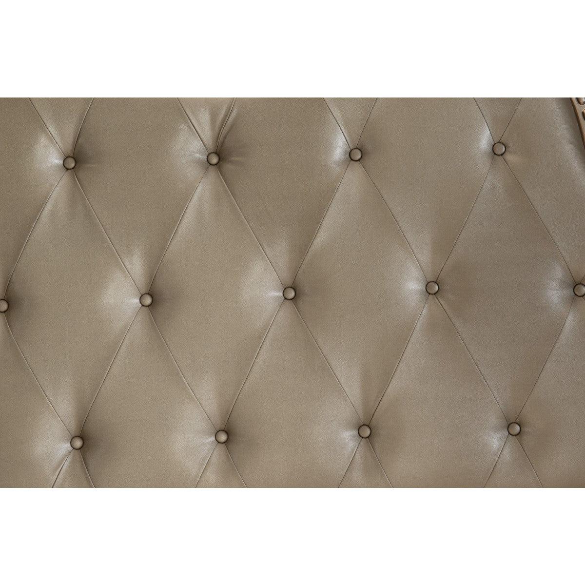 Cavalier Silver Wood And Engineered Wood Faux Leather Upholstered Tufted King Sleigh Bed - Ella Furniture