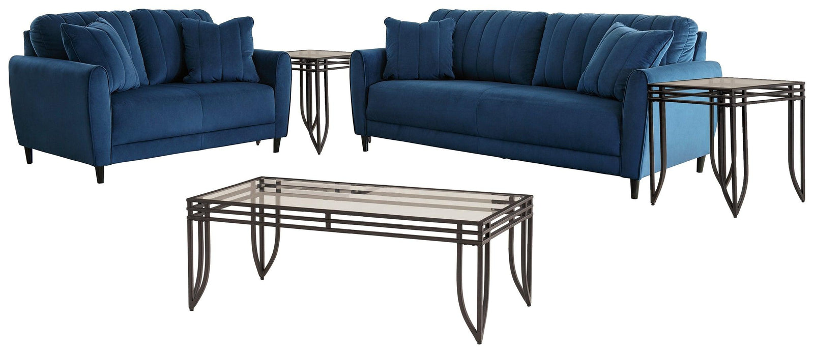 Enderlin Ink Sofa And Loveseat With Coffee Table And 2 End Tables