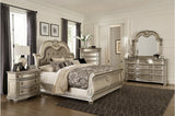 Cavalier Silver Modern Contemporary Solid Wood Faux Leather Upholstered Tufted Sleigh Bedroom Set - Ella Furniture