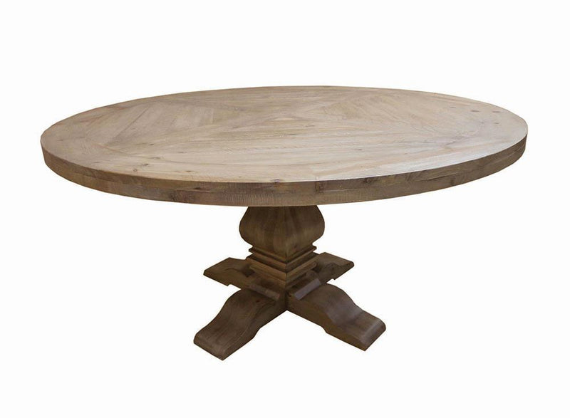 Florence Round Pedestal Dining Table Rustic Smoke - Ella Furniture